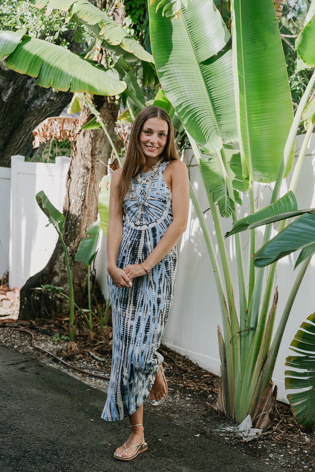 Iggy Rib Maxi Dress Cyan Nexus Wash front view