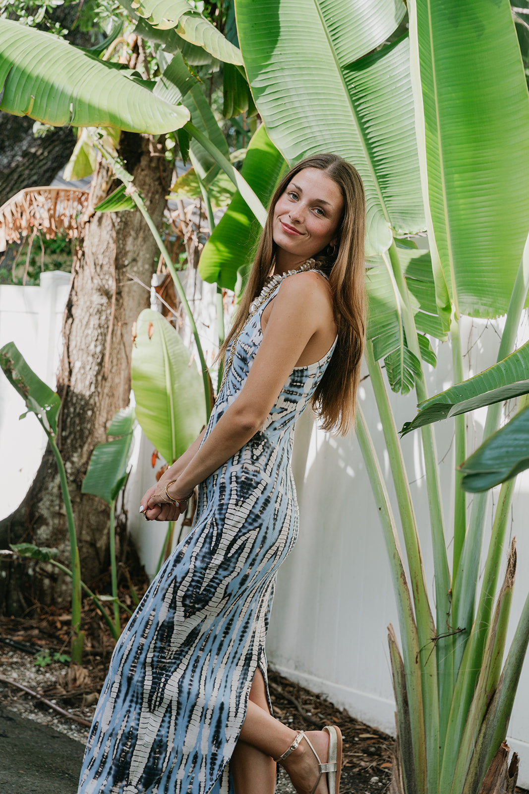 Iggy Rib Maxi Dress Cyan Nexus Wash side view