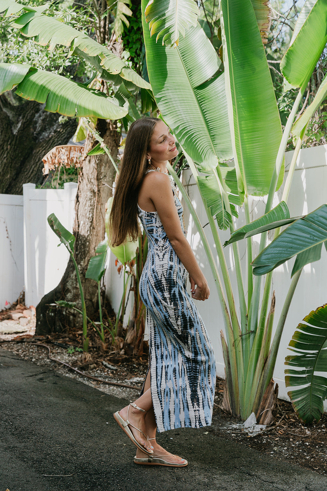 Iggy Rib Maxi Dress Cyan Nexus Wash side view