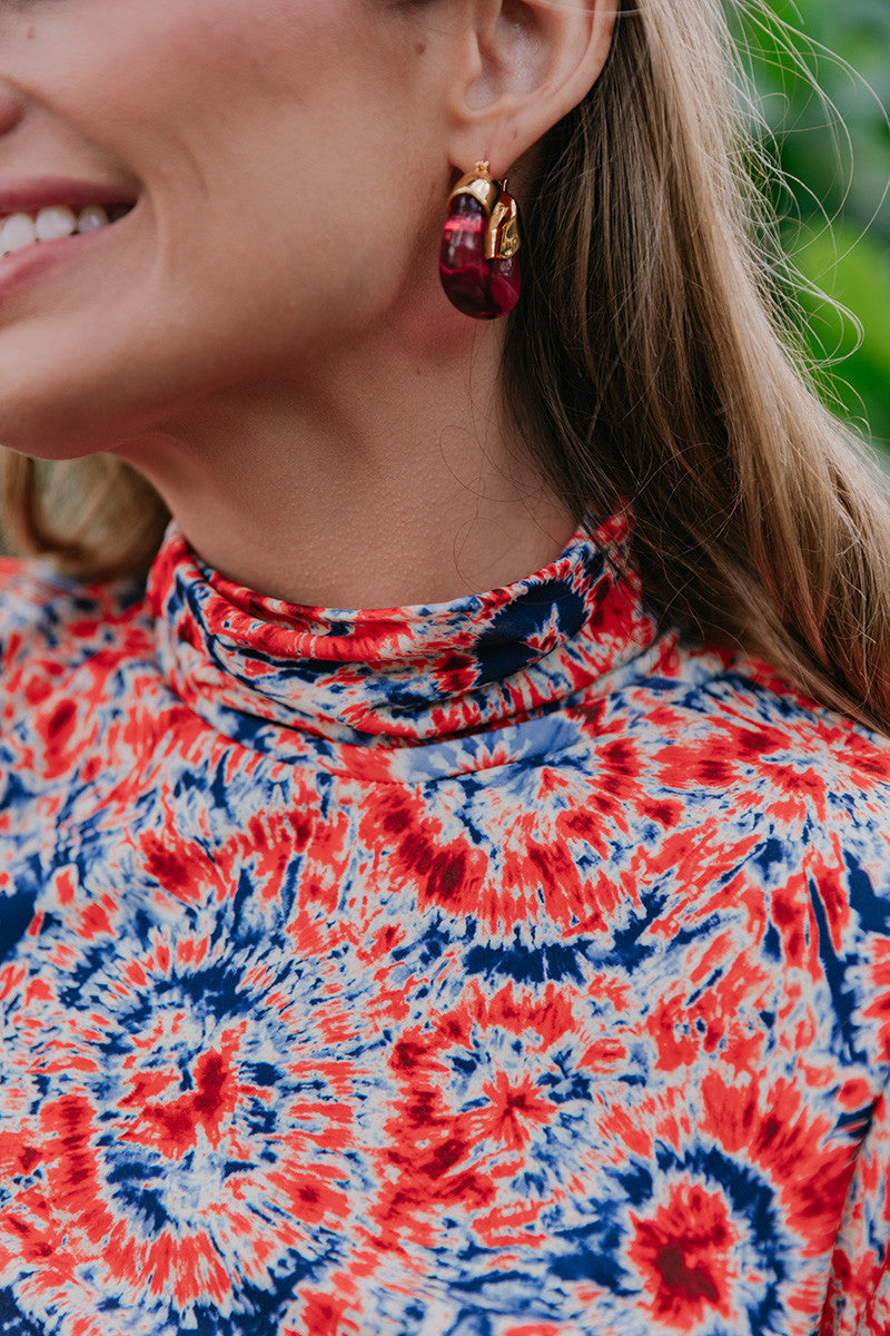 Essentiel Golobo Print Long Sleeve Top neckline detail