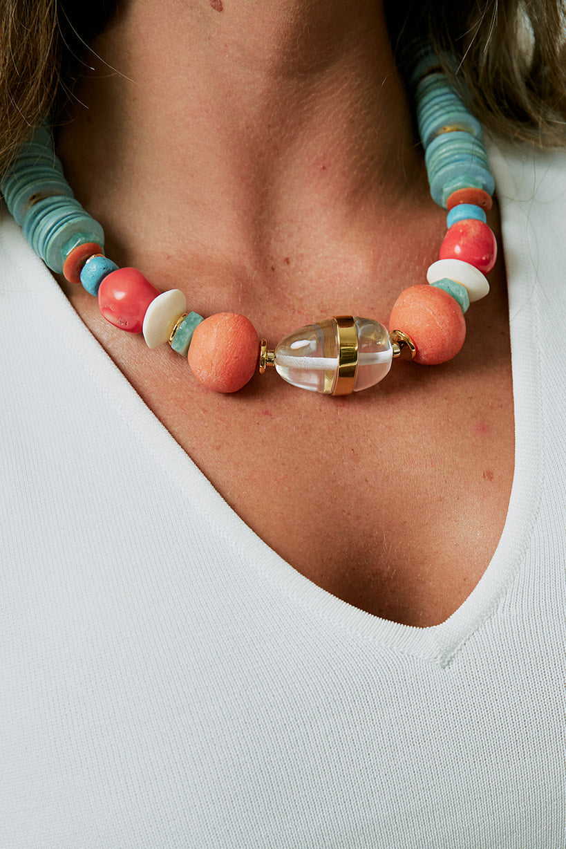 Neptune Collar in Solstice close up on model