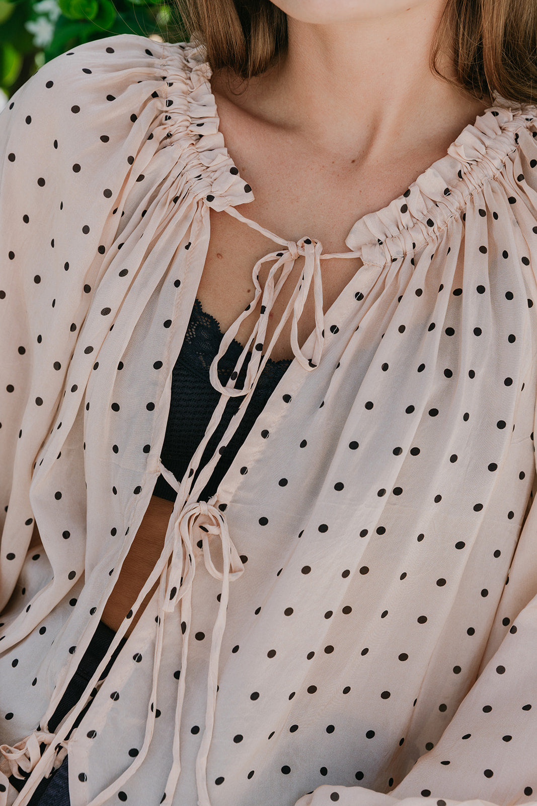 Elise Tie Front Top close up
