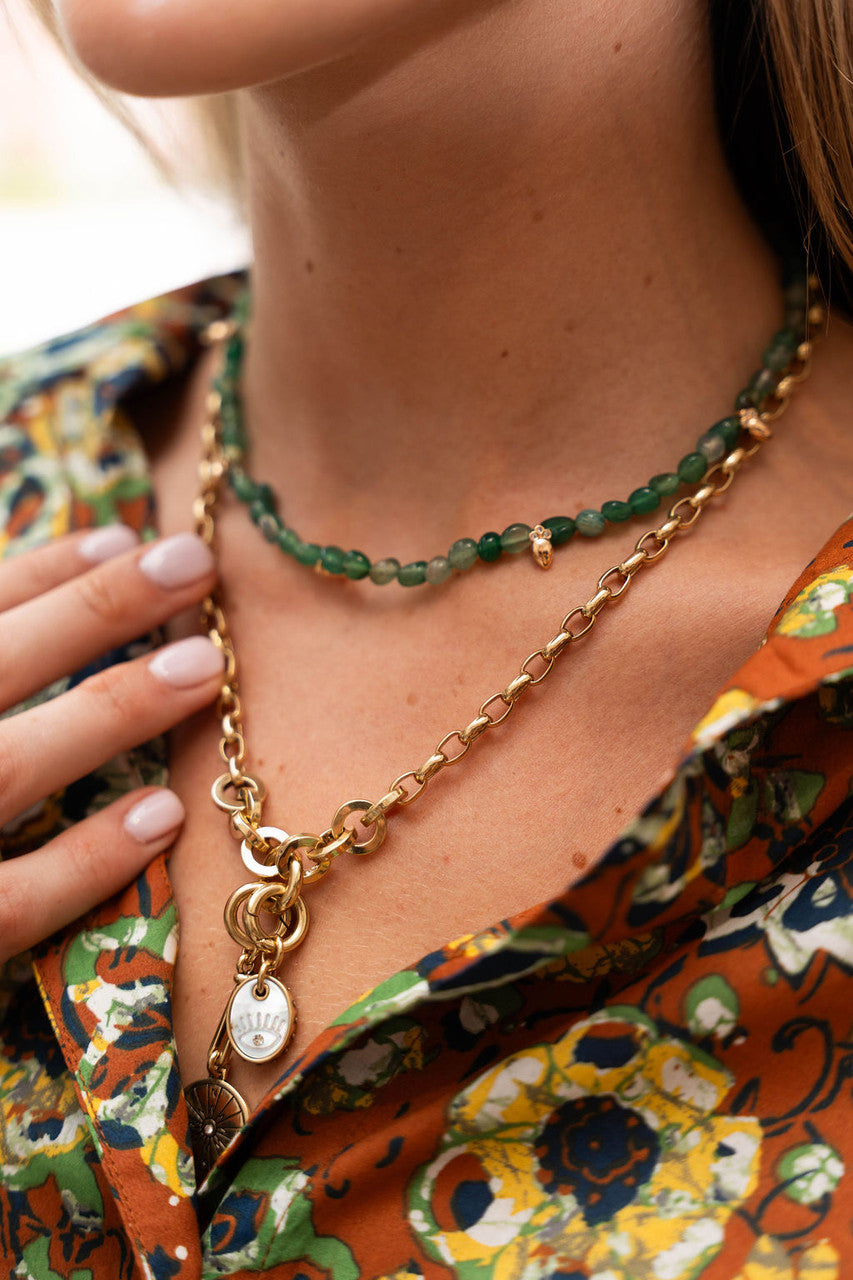 Leeada Athena Beaded Charm Necklace layered