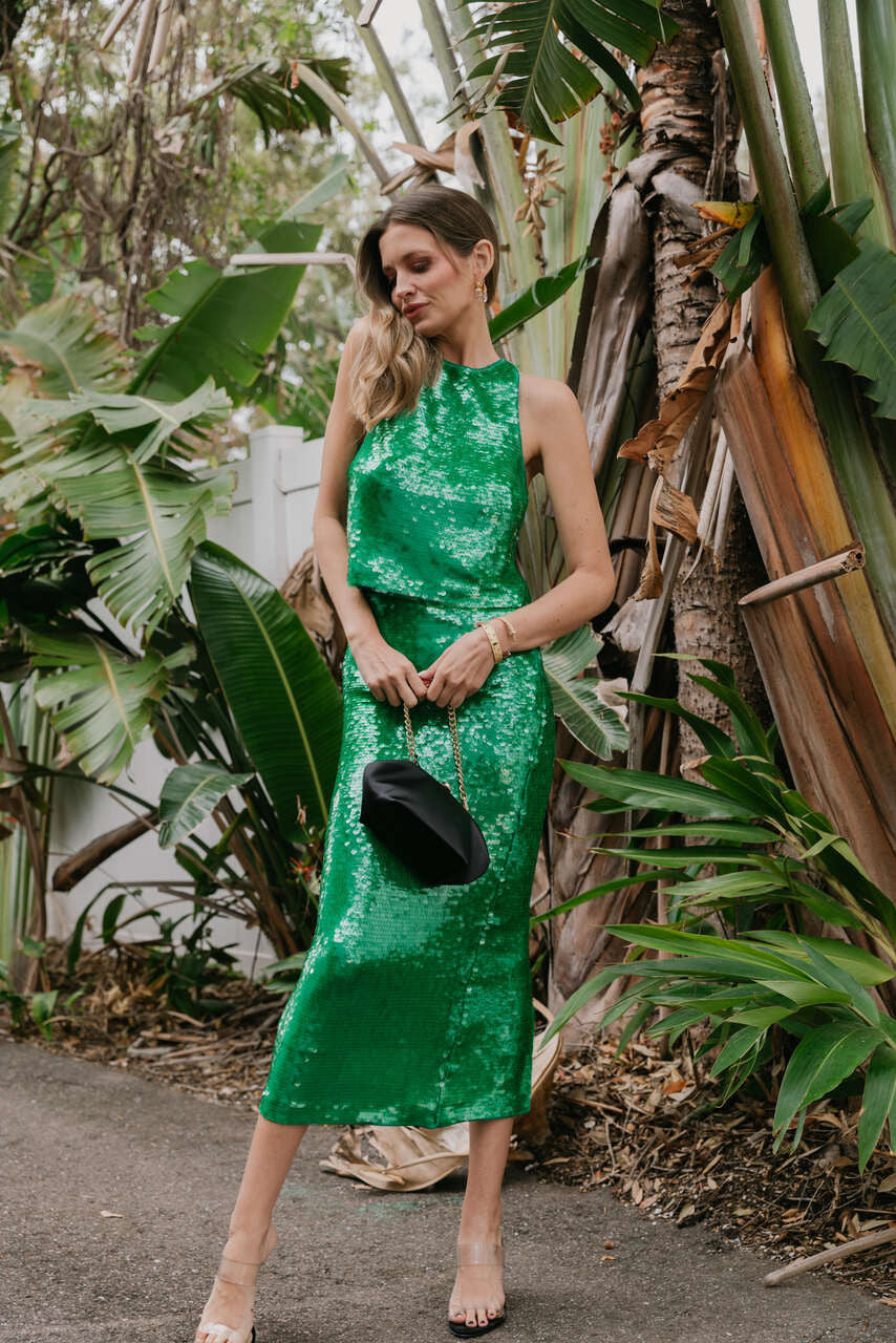 Berenice Sequin Midi Skirt front