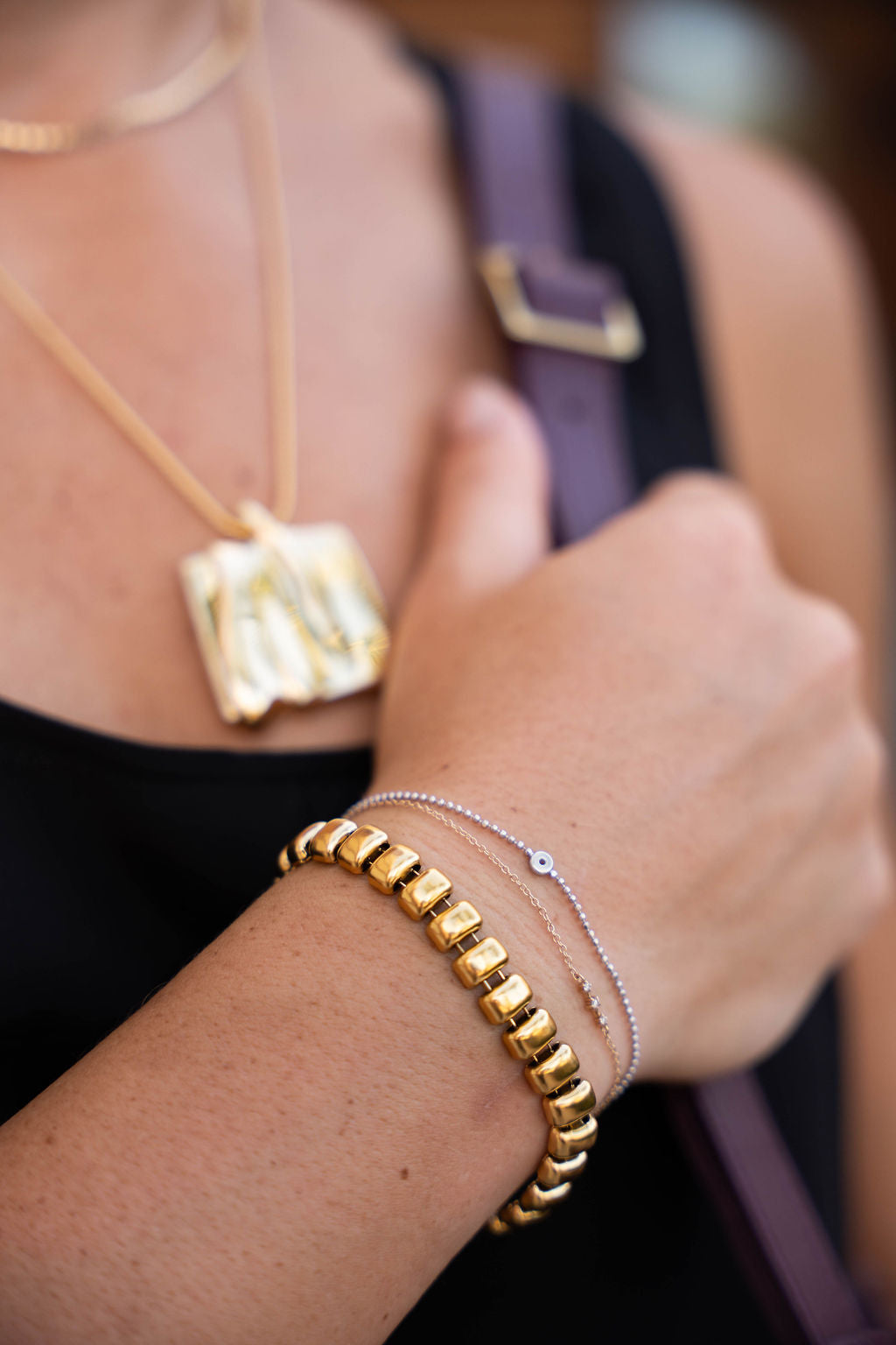 Mavis Bracelet Gold on wrist