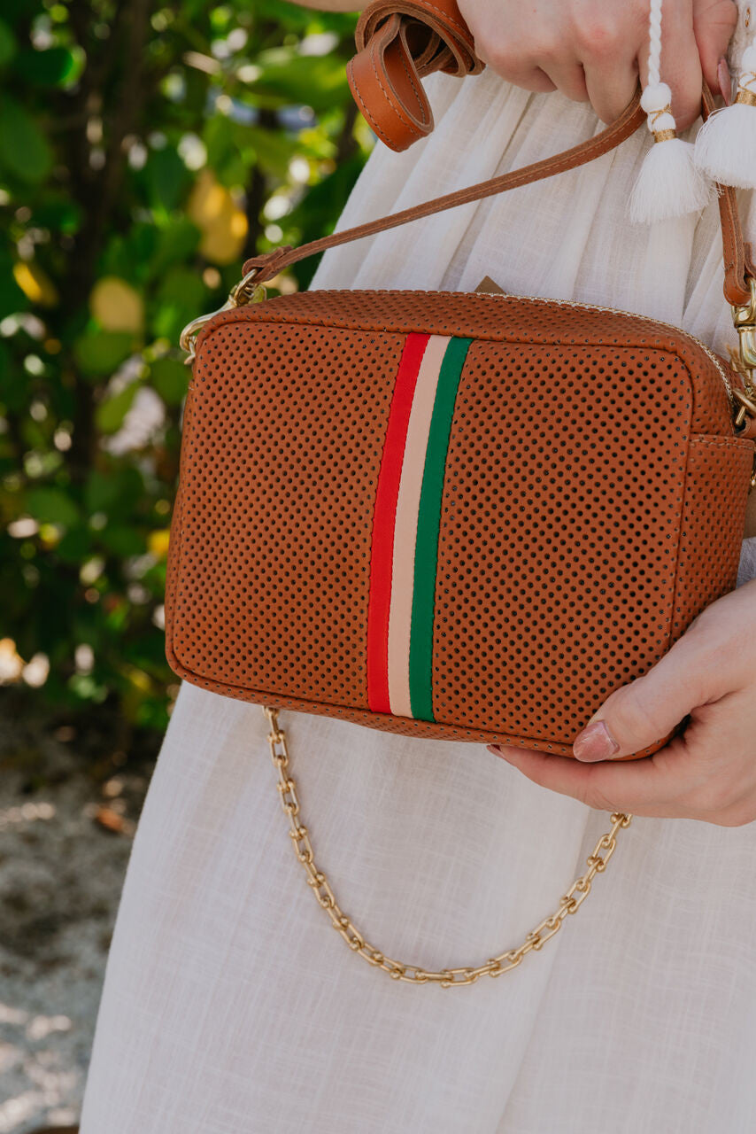 Clare V Midi Sac with Stripes close up