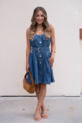 Karina Grimaldi Katerina Denim Mini Dress front