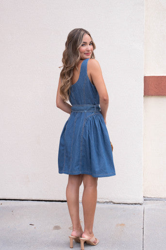 Karina Grimaldi Katerina Denim Mini Dress back
