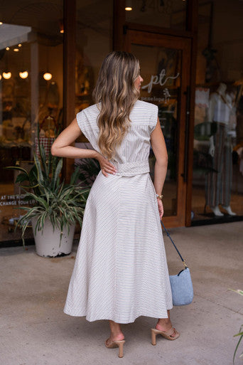 Greylin Lorena Stripe Midi Dress back styled