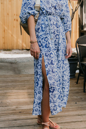 Ilio Nema Priam Print Caftan Dress close up skirt