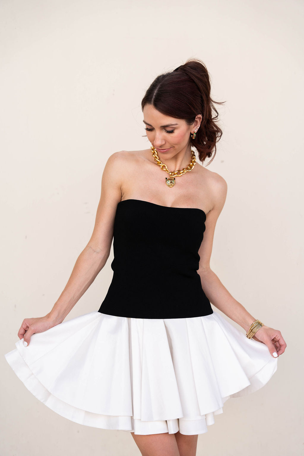 Isabelle Taffeta Knit Mini Dress close up front