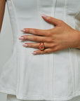 Bitsy Ring close up on model