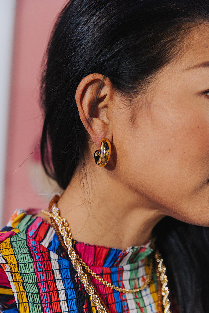 Jenny Bird Tome Hoops Large on ear front view