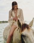 Cova Necklace front view on model who is on a horse