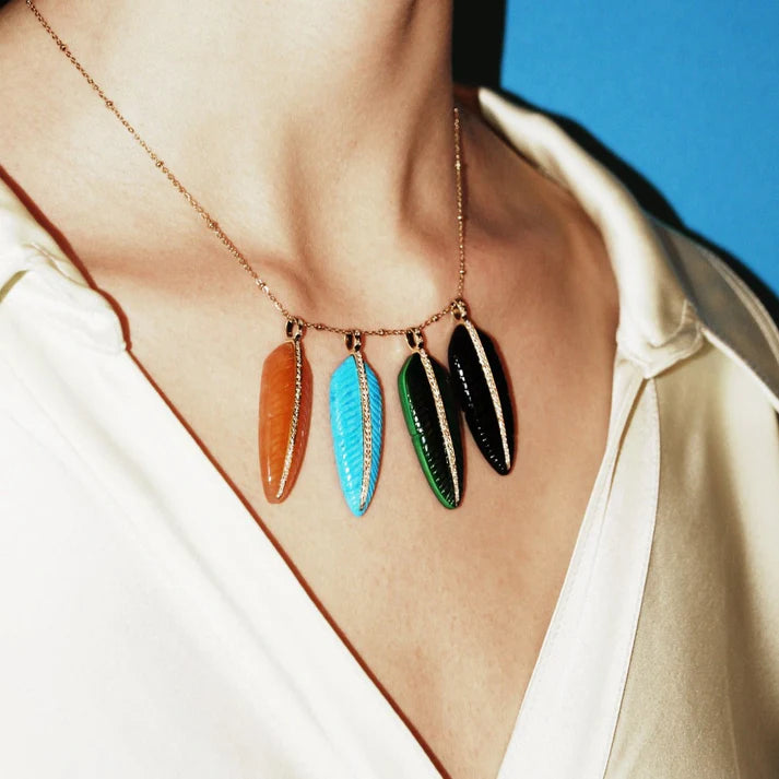 Carnelian Feather Pendant with other pendants