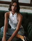 The Vest Top in White Lustre