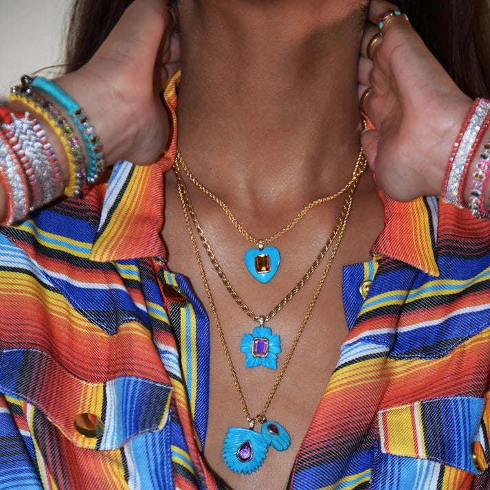 Turquoise Heart Pendant layered with other pendants