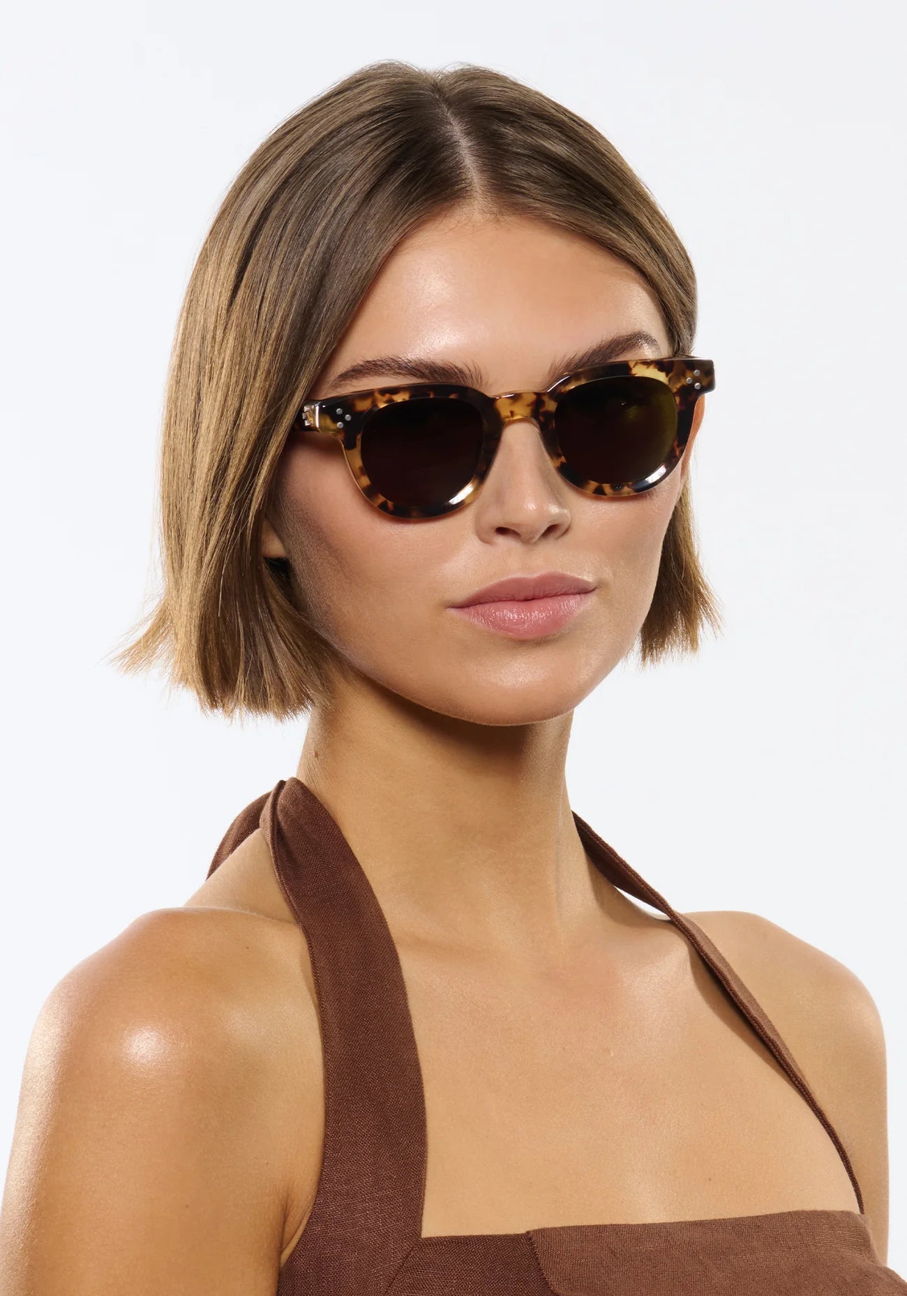 Devon Nikko Tortoise Sunglasses front view on model