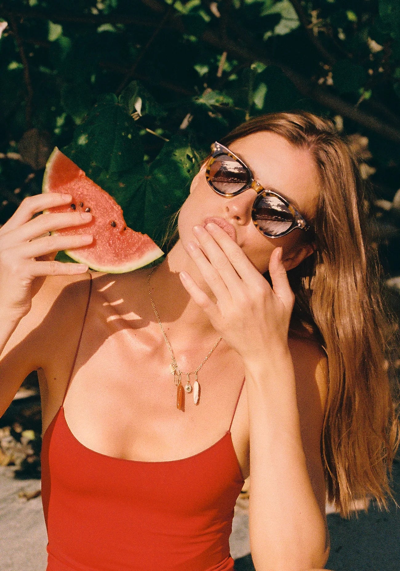 Devon Nikko Tortoise Sunglasses on model outside