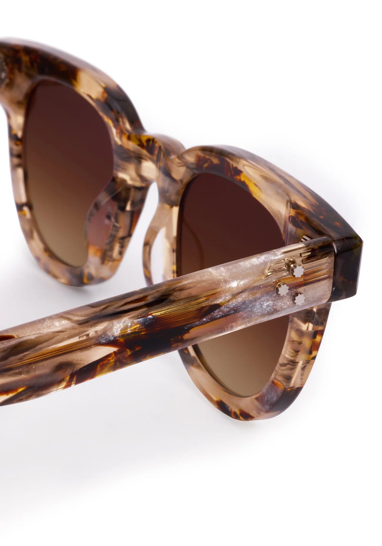 Devon Sunglasses in Plume close up hinge detail