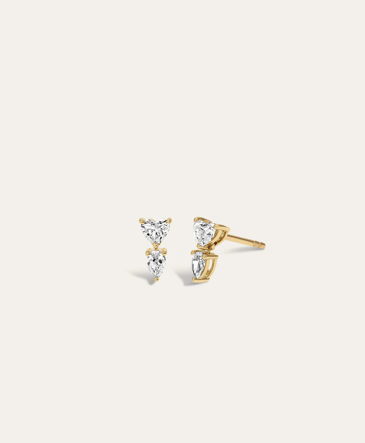Diamond Heart Drop Earrings side view