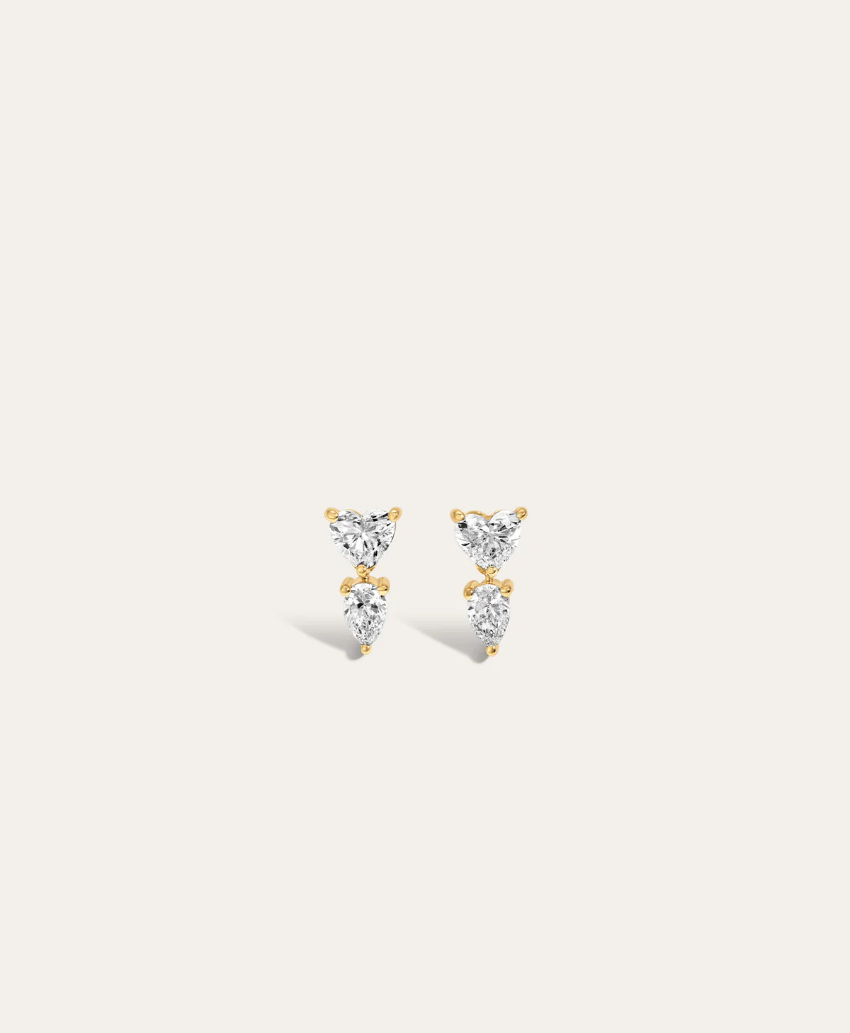 Diamond Heart Drop Earrings side by side