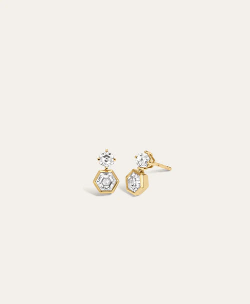 Diamond Hexagon Drop Earrings side view