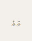 Diamond Hexagon Drop Earrings side by side