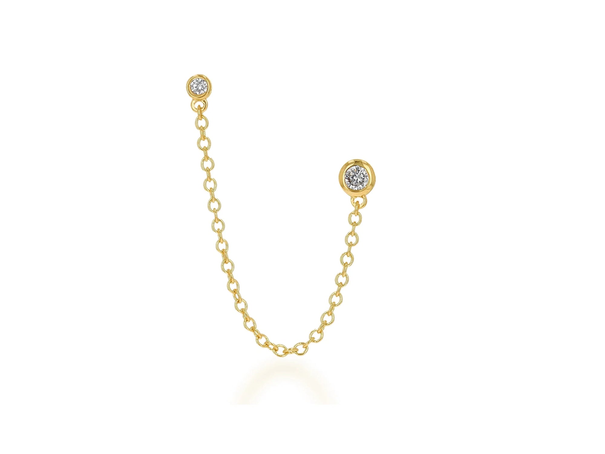 Double Diamond Chain Stud Earring front view on white background