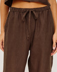 Emmie Pant Espresso close up waist detail