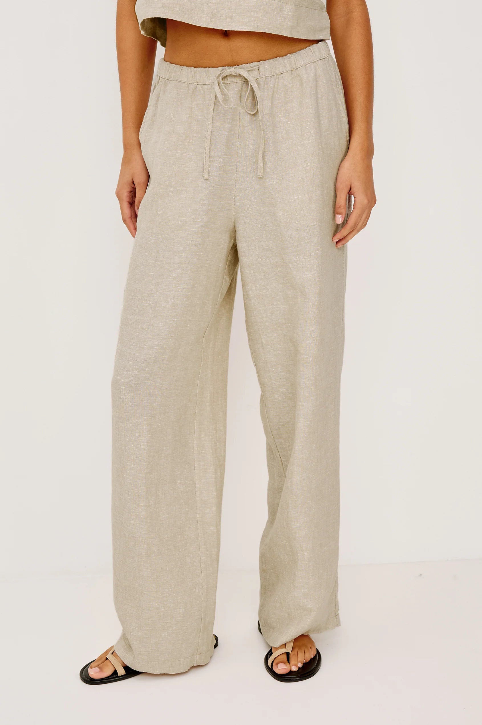 Emmie Pant in Heather Flax front