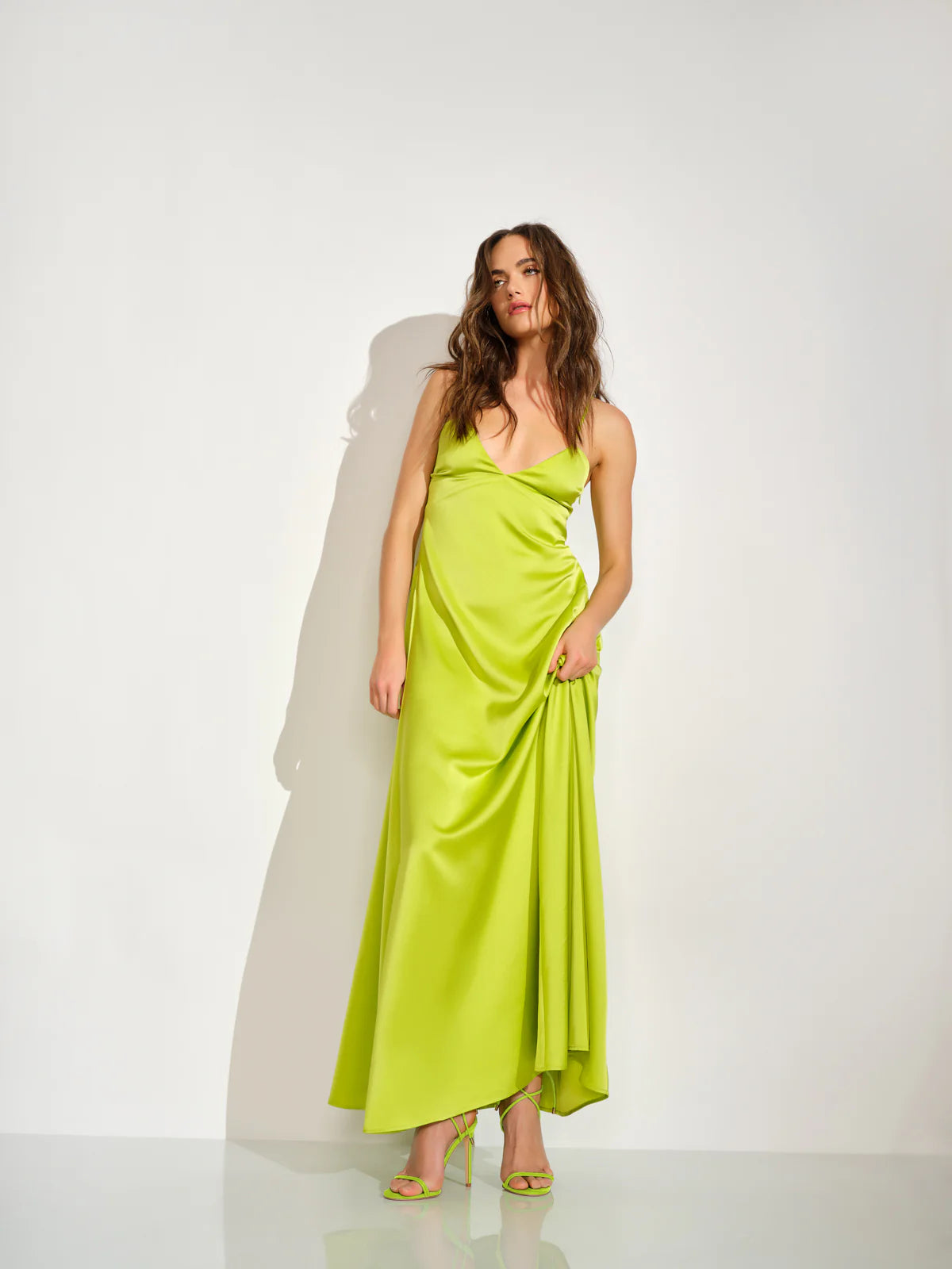 satin slip dress 4 / chartreuse satin slip dress 4 / chartreuse
