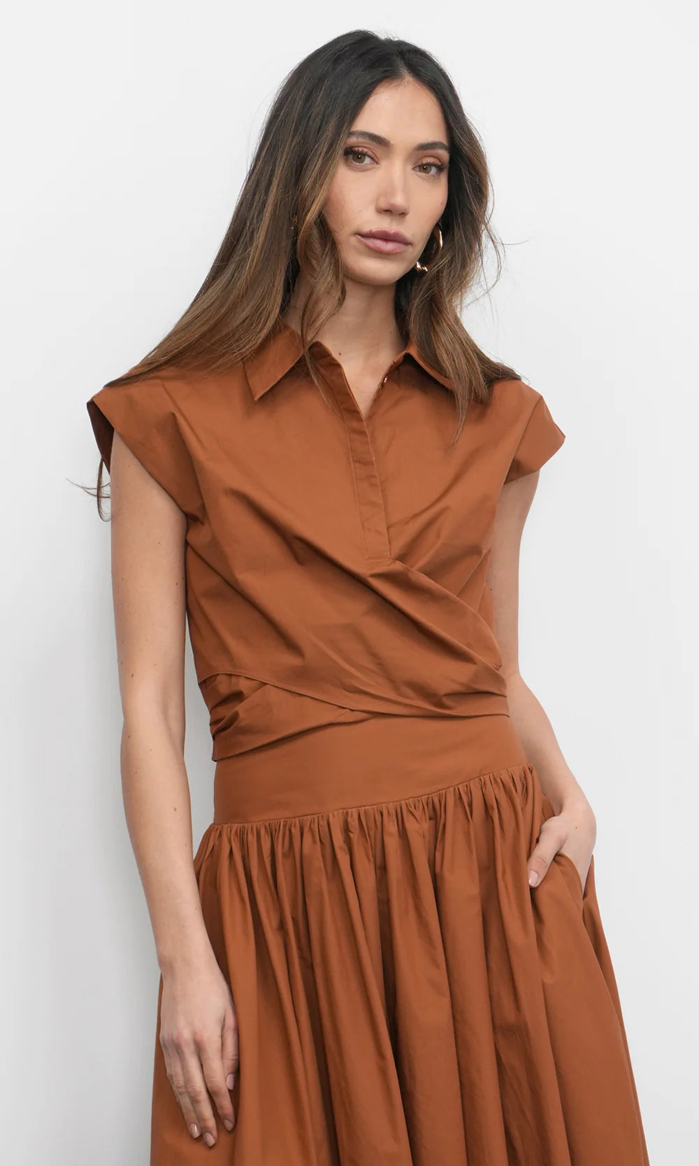 Eloise Wrap Front Poplin Top