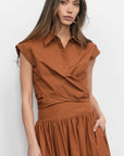 Eloise Wrap Front Poplin Top