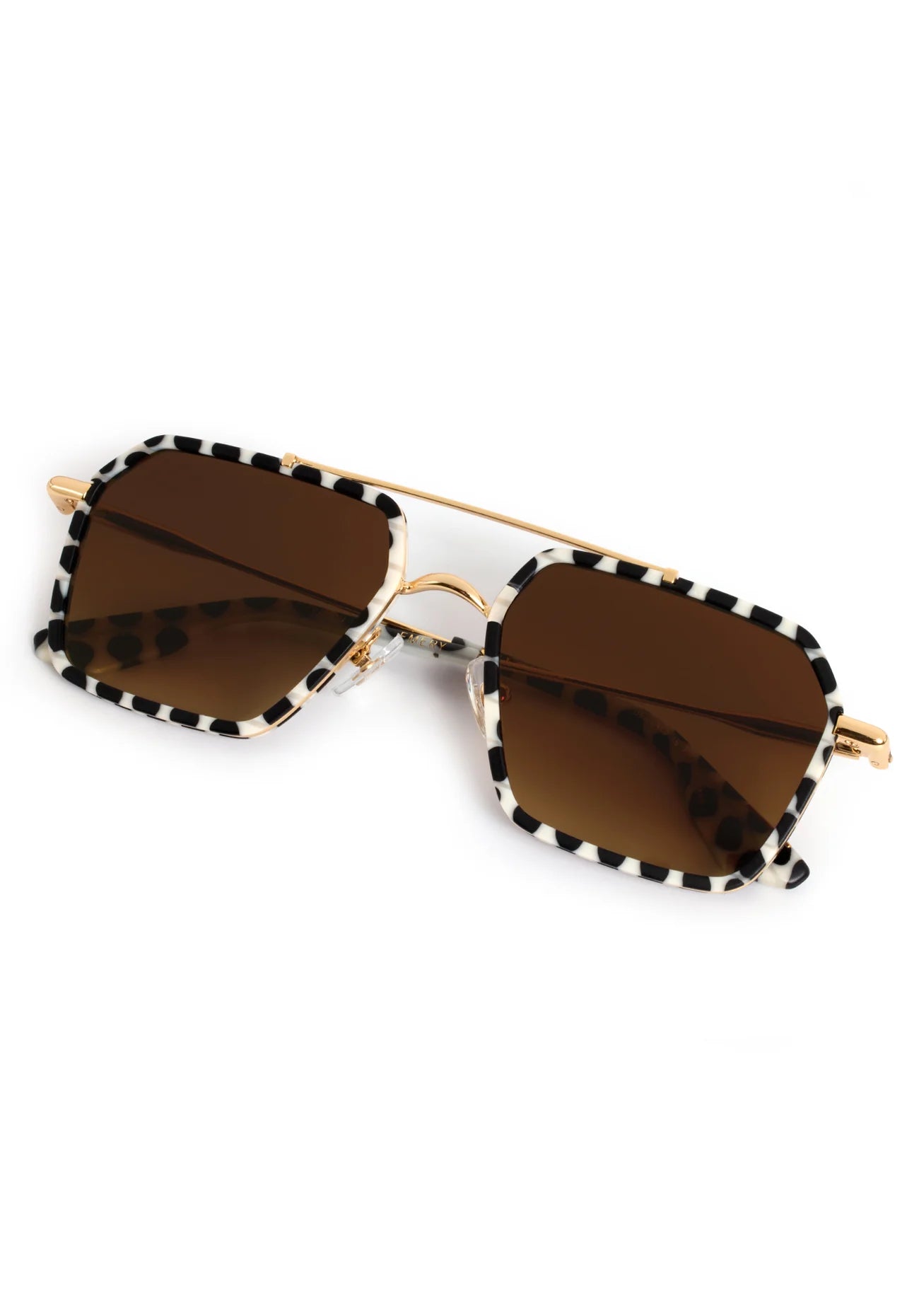 Emery 18K + Matte Domino Sunglasses folded