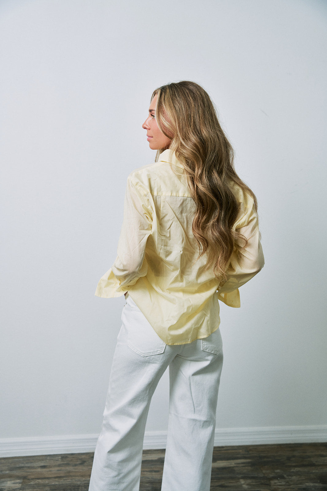 The Daily Sheer Top and Kacey Mid Rise Cuffed Boyfriend Jean back