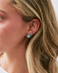 Stone Scarab Stud Earrings on model