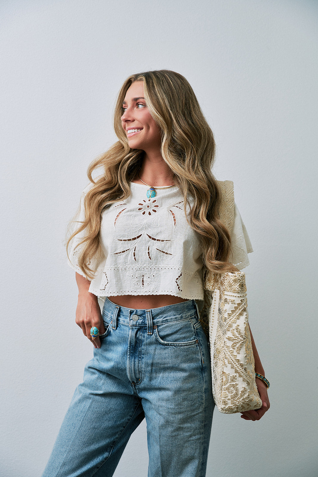 Kiera Top with Tote Gold Foil on shoulder