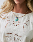 Stone Scarab Collar Necklace with white top