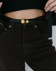 Low Curve Jean in Sloe Berry close up front