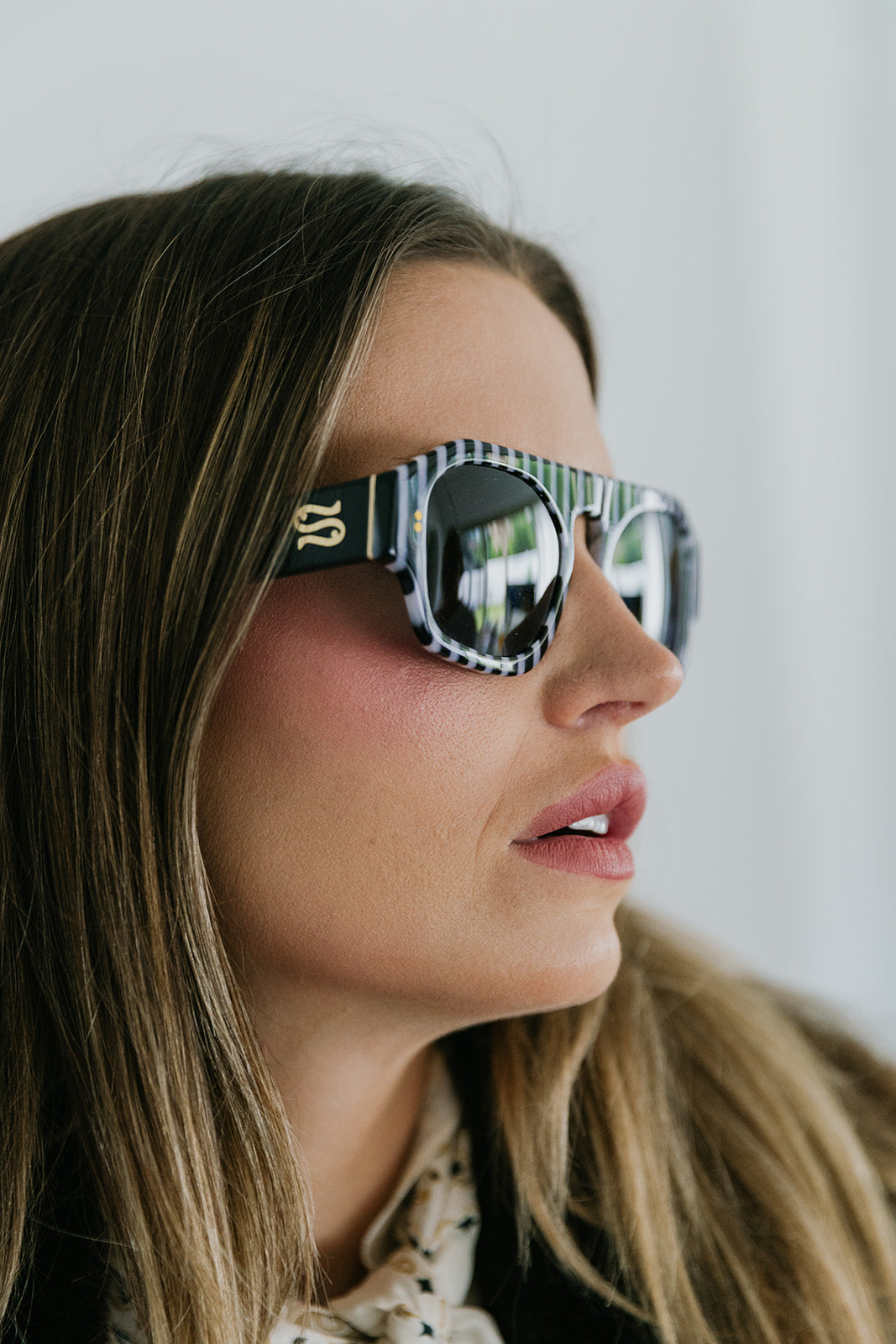 Louie Front Row Aviator Sunglasses close up side