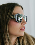 Louie Front Row Aviator Sunglasses close up side