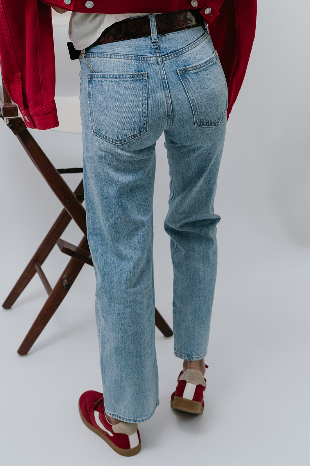 Notice Suede Crimson Sneaker back, on model