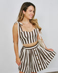 Faiza Stripe Top and Betty Stripe Mini Skirt front