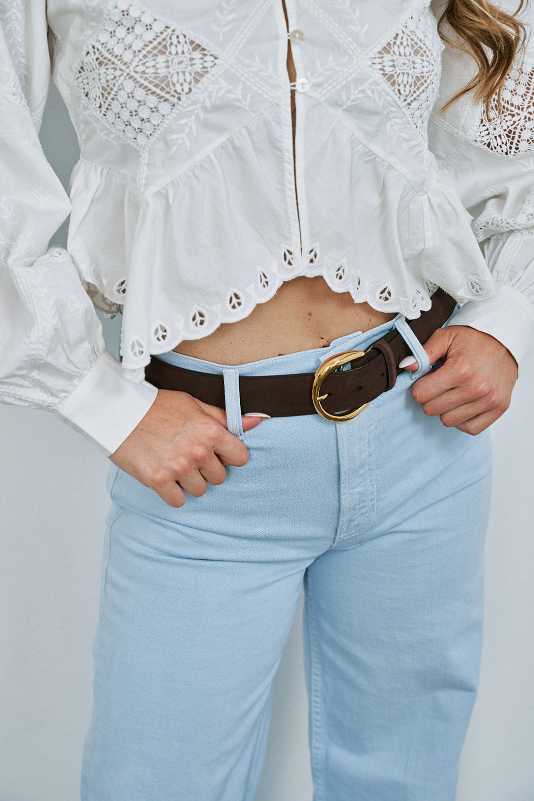 Odessa Suede Belt on model