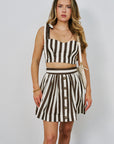 Faiza Stripe Top and Betty Stripe Mini Skirt front view