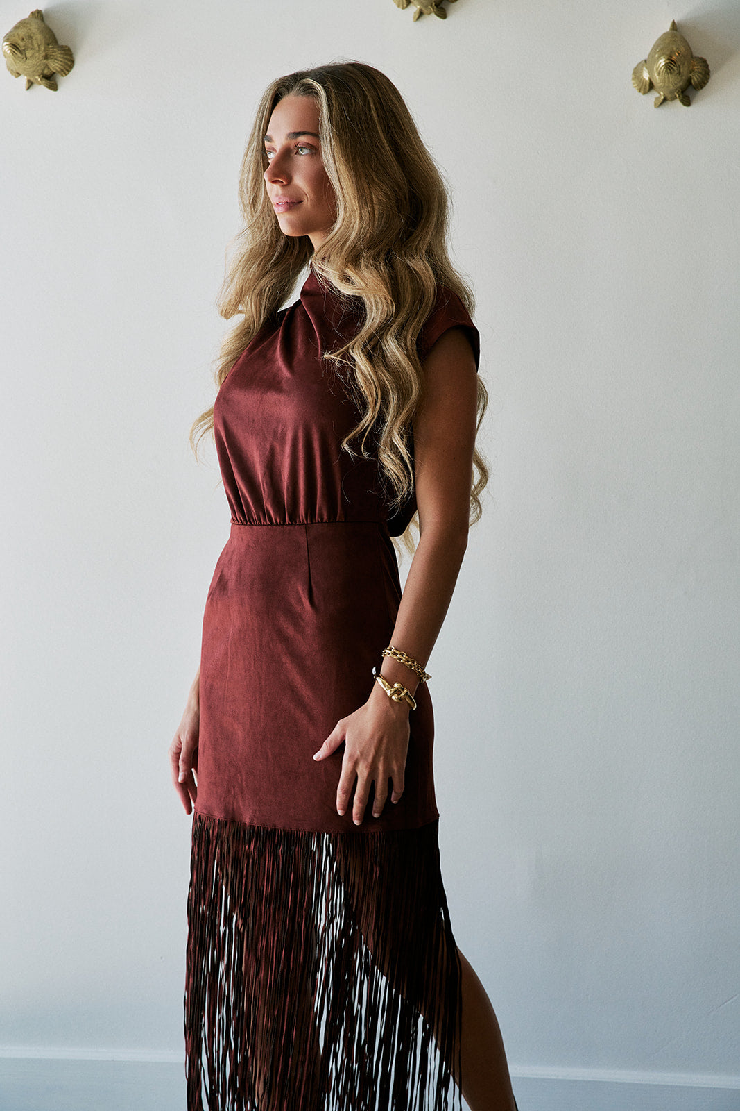 Astelle Fringe Dress side view