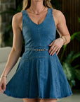 Lola Denim Mini Dress close up front