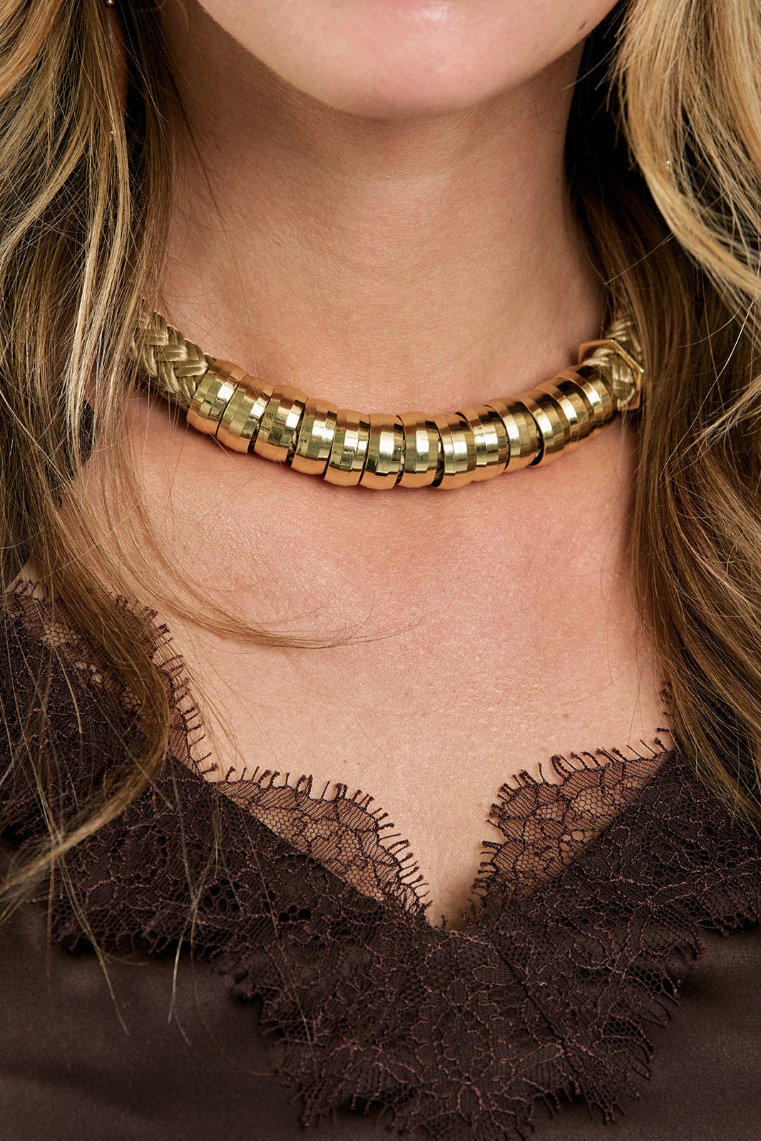 Classic Necklace close up on model