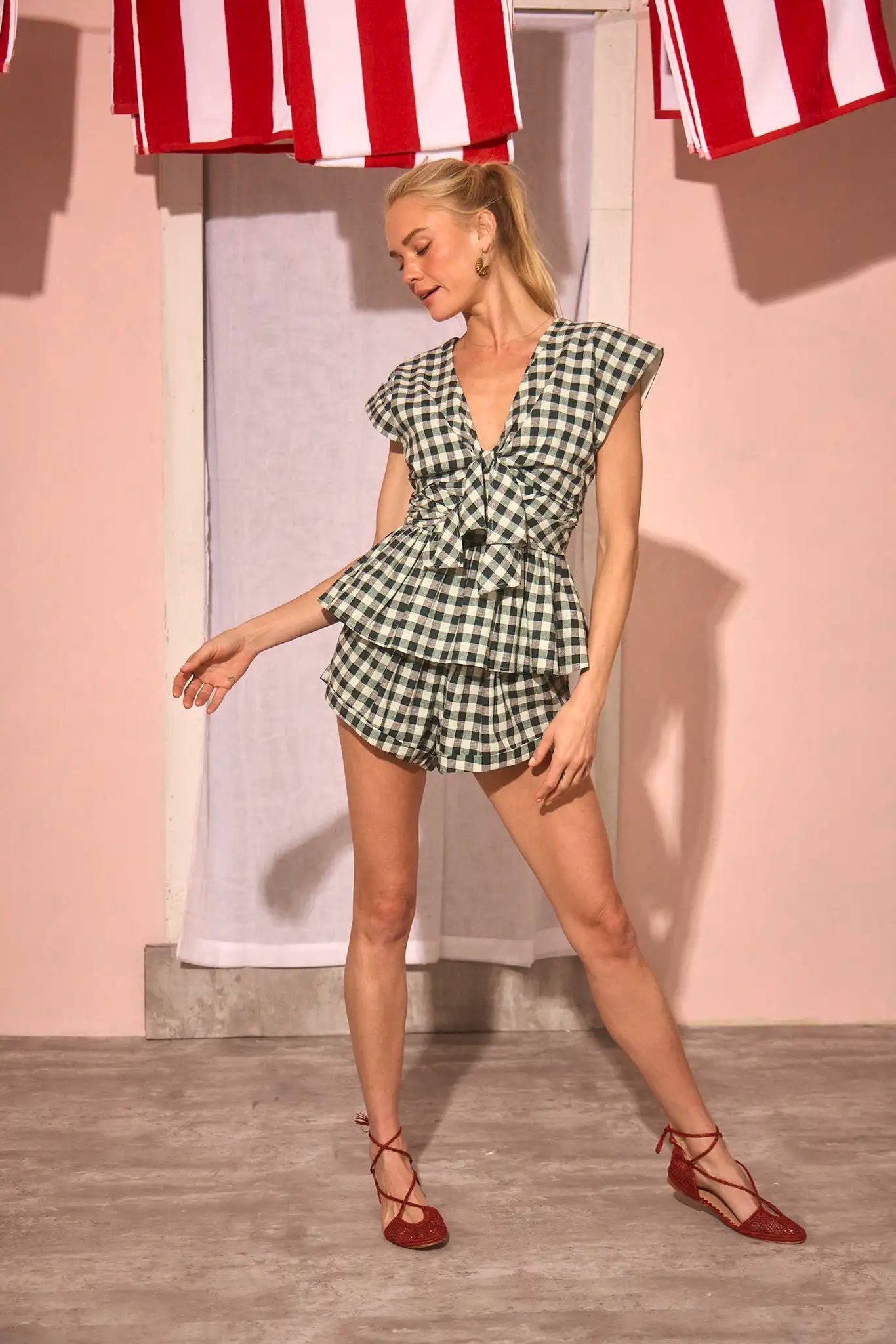 Faye Short full body front view with matching top